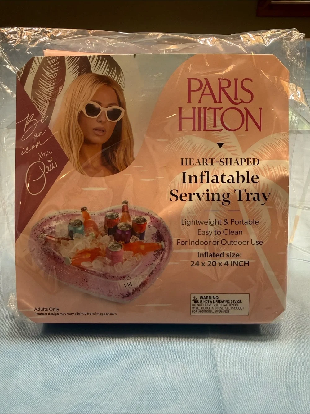 Paris Hilton Pink Heart Inflatable Beverage Cooler